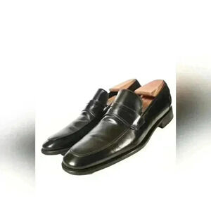 SALVATORE FERRAGAMO Black Smooth Calfskin Leather  Penny Dres Loafer 8US Italy